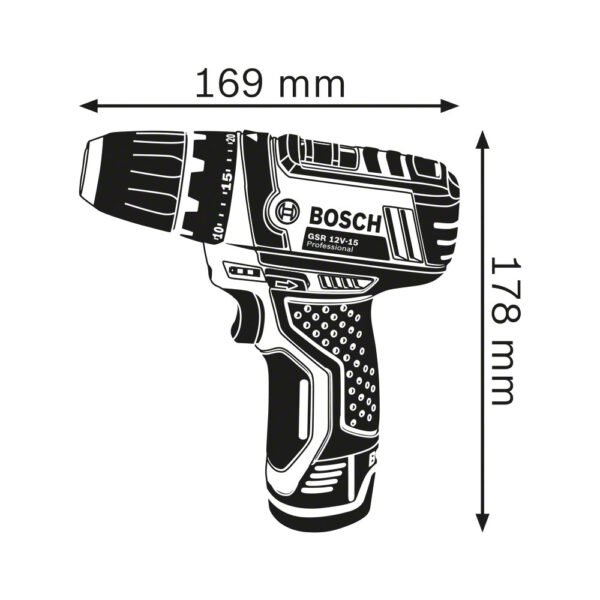 Bosch GSR 12V-15 Batteridrevet bor-/skrumaskin - Bilde 3