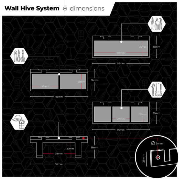 StealthMounts Wall Hive System Tenger og Krok Sett - Bilde 3