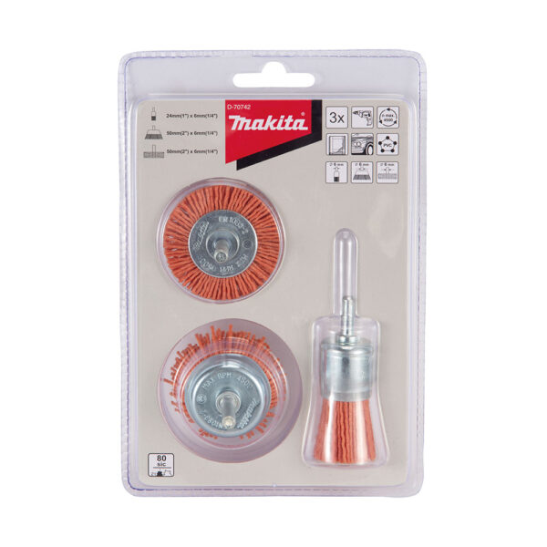 MAKITA D-70742 Nylonbørstesett til drill, K80, 3 pk - Bilde 2