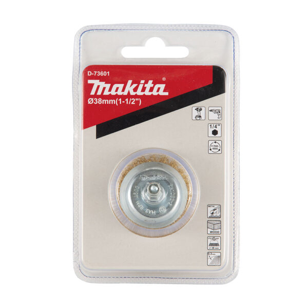 MAKITA D-73601 Stålbørste, 38 mm x 0,3 mm bølget tråd, 1/4", messingbelagt - Bilde 2