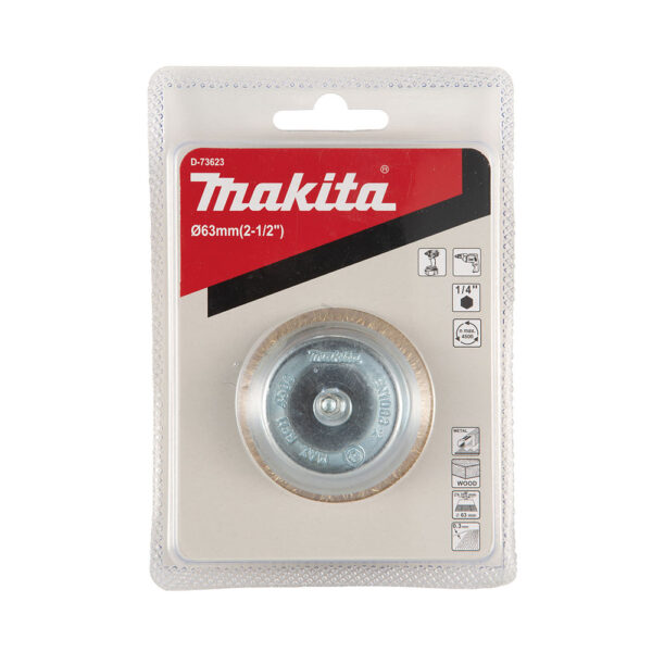 MAKITA D-73623 Stålbørste, 63 mm x 0,3 mm bølget tråd, 1/4", messingbelagt - Bilde 2