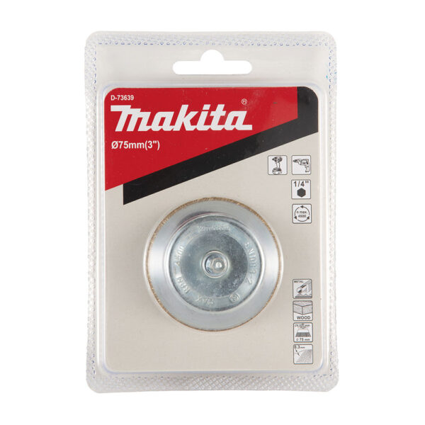MAKITA D-73639 Stålbørste, 75 mm x 0,3 mm bølget tråd, 1/4", messingbelagt - Bilde 2