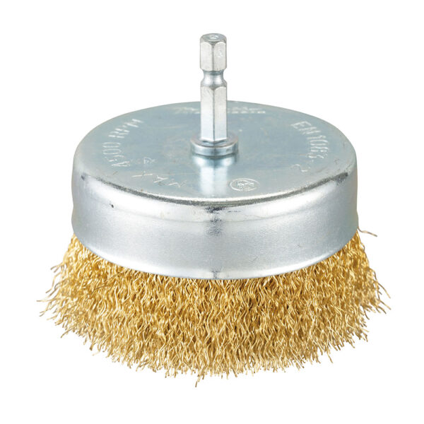 MAKITA D-73645 Stålbørste, 80 mm x 0,3 mm bølget tråd, 1/4", messingbelagt