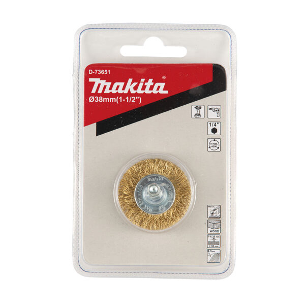 MAKITA D-73651 Stålbørste, 38 mm x 0,3 mm bølget tråd, 1/4", messingbelagt - Bilde 2
