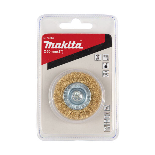 MAKITA D-73667 Stålbørste, 50 mm x 0,3 mm bølget tråd, 1/4", messingbelagt - Bilde 2
