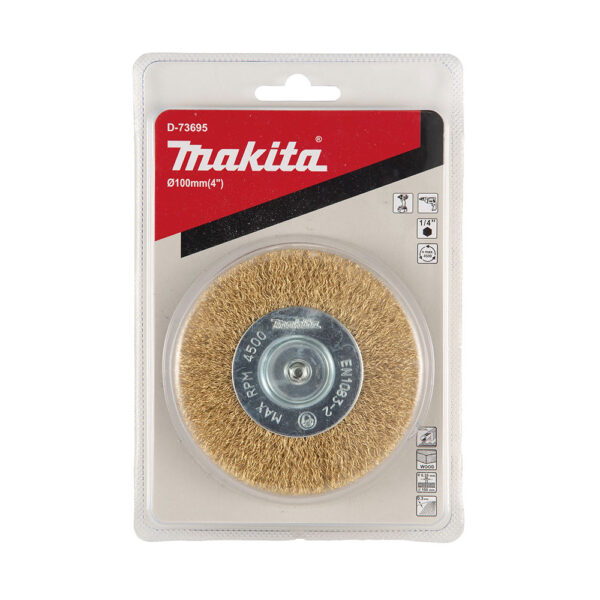 MAKITA D-73695 Stålbørste, 100 mm x 0,3 mm bølget tråd, 1/4", messingbelagt - Bilde 2