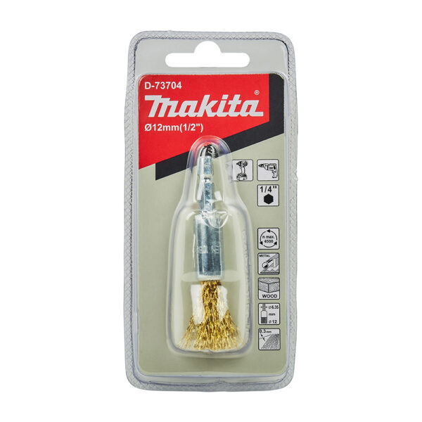MAKITA D-73704 Stålbørste, 12 mm x 0,3 mm bølget tråd, 1/4", messingbelagt - Bilde 2