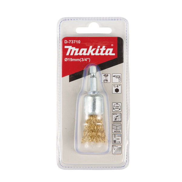 MAKITA D-73710 Stålbørste, 19 mm x 0,3 mm bølget tråd, 1/4", messingbelagt - Bilde 2