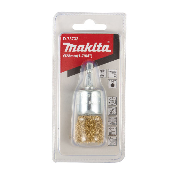 MAKITA D-73732 Stålbørste, 28 mm x 0,3 mm bølget tråd, 1/4", messingbelagt - Bilde 2