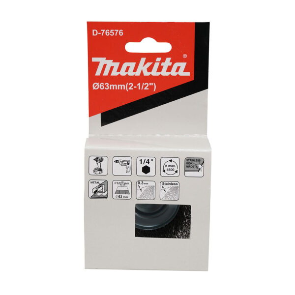 MAKITA D-76576 Stålbørste kopp, 65mm Rustfri - Bilde 2