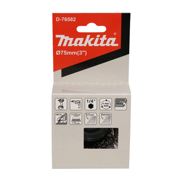 MAKITA D-76582 Stålbørste kopp, 75mm Rustfri - Bilde 2