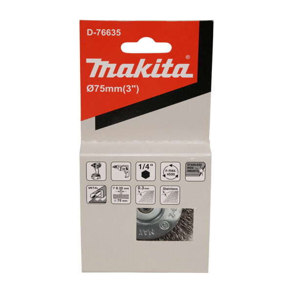 MAKITA D-76635 Stålbørste hjul, 75 mm, Rustfri - Bilde 2