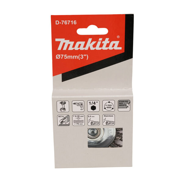 MAKITA D-76716 Stålbørste hjul, 75 mm, Rustfri - Bilde 2
