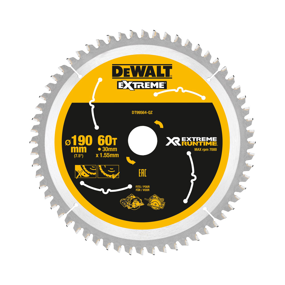 Dewalt DT99564-QZ-QZ EXTREME Sirkelsagblad 190 x 30 mm 60T