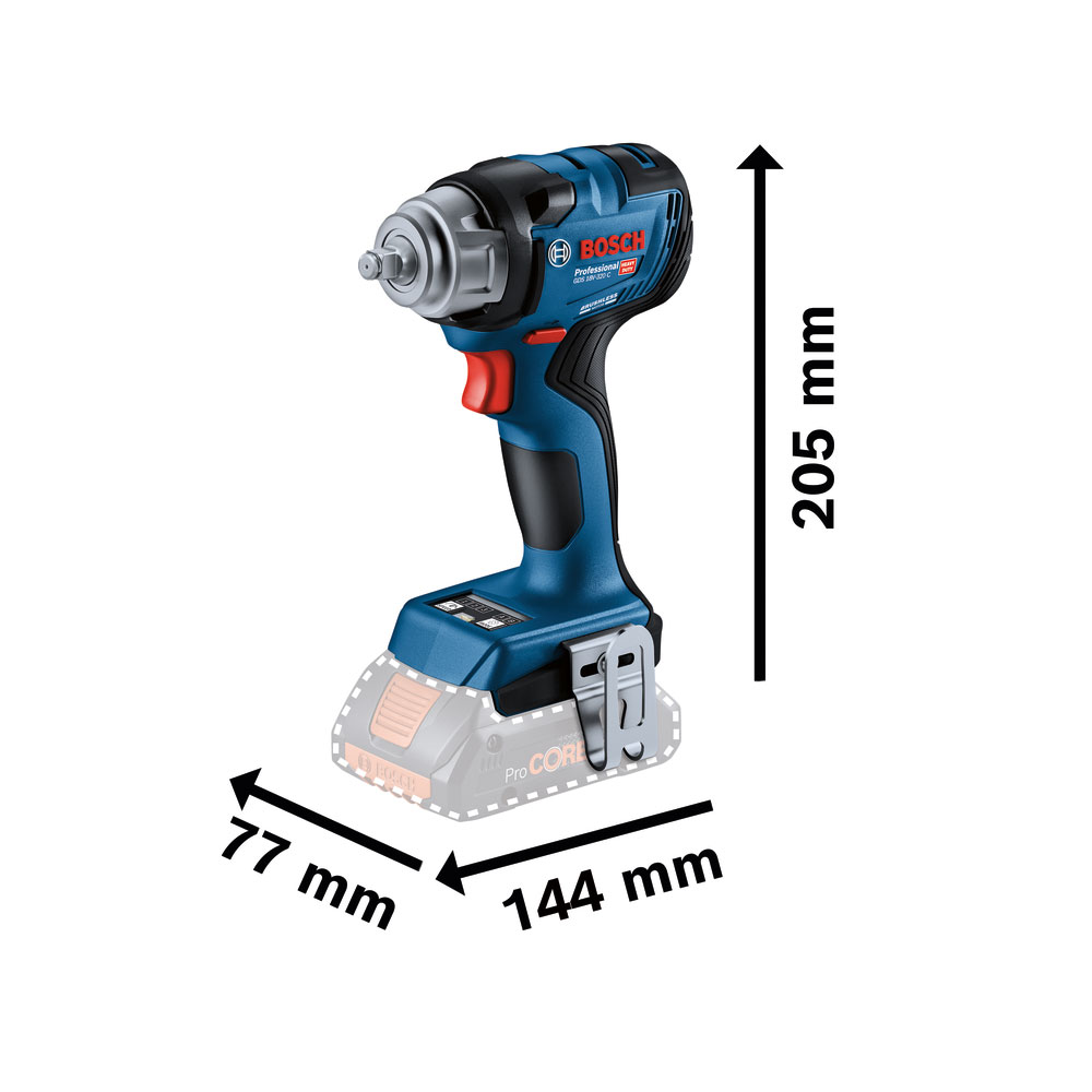 Bosch GDS 18V-320 C Batteridrevet slagtrekker/-nøkkel - Bilde 2
