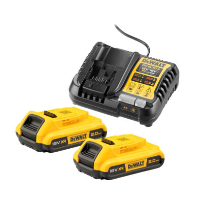 Dewalt DCB1104D2-QW 18V XR Startsett med 2 x 2.0 Ah batterier og DCB1104 multivolt-lader