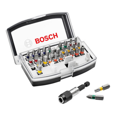 Bosch 32-delers sett med skrutrekkerbits PH, PZ, H, T og universalholder hurtigkobling